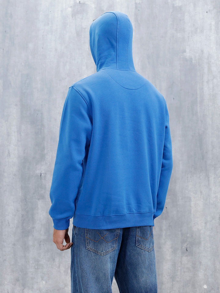 Wrogn Comfort Fit Graphic Hoodie Sweatshirt For Men | Blue