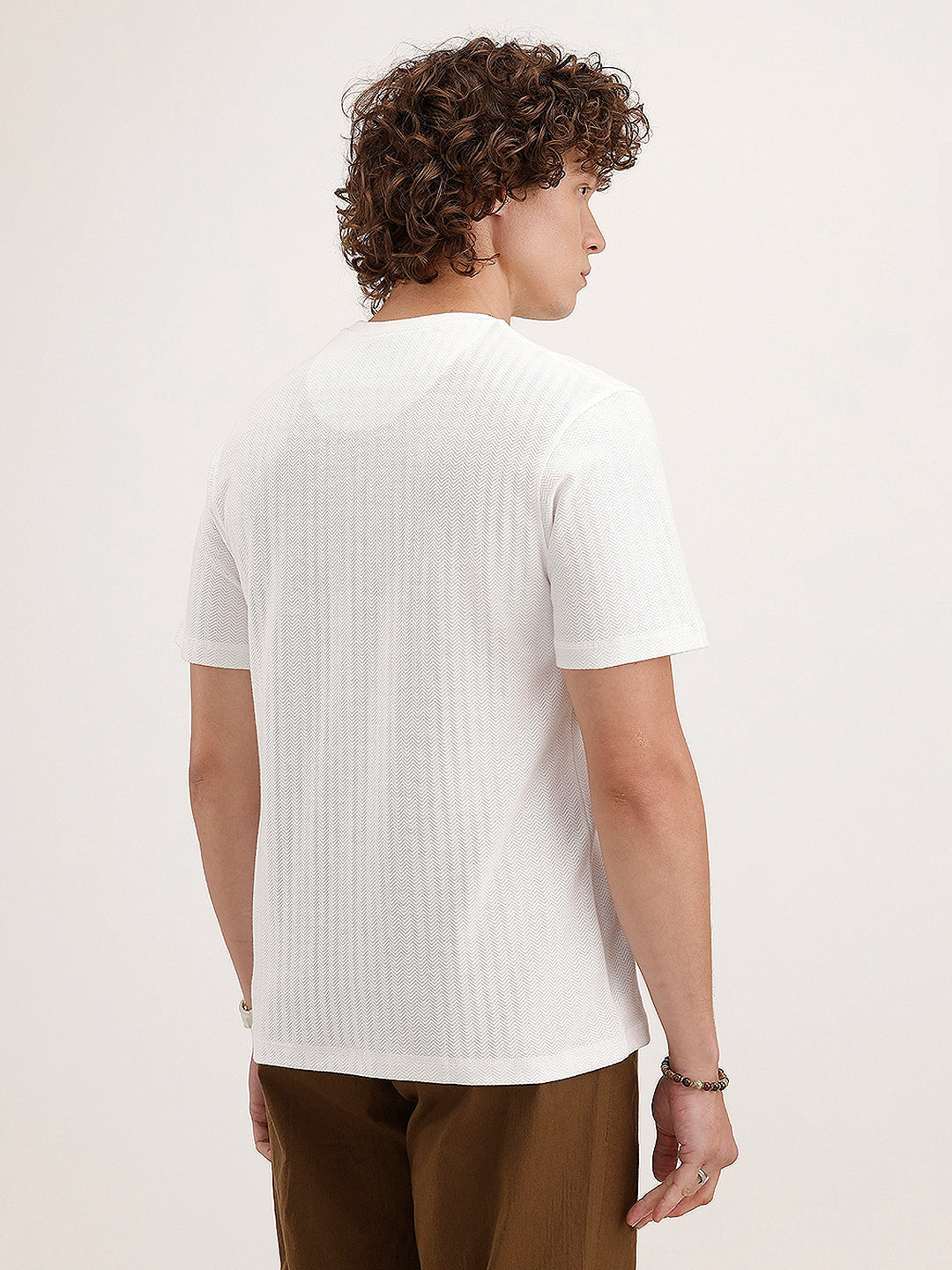 Textured Comfort Fit T-Shirt | White