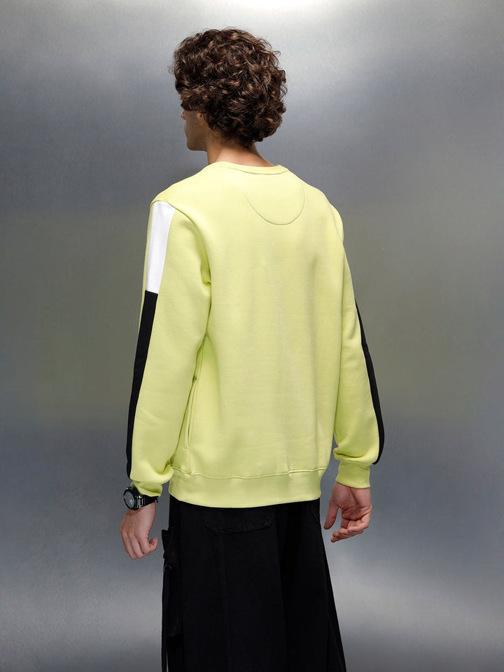 Men's Colorblocked Sleeves Crewneck Pullover | Green
