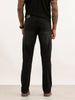 Washed Straight Fit Denim Jeans | Black