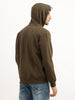 Classic Foil Printed Zipper Hooded Sweatshirt | Olive