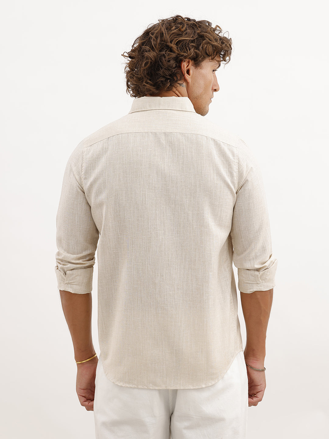 Slim Fit Textured Shirt | Beige