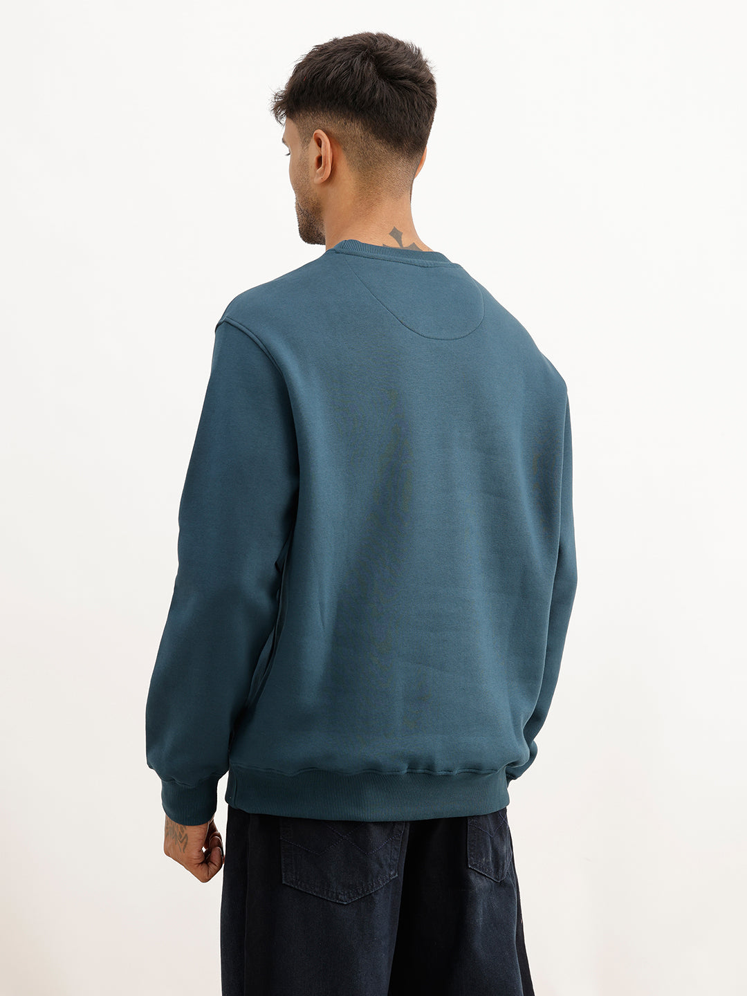 Comfort Fit Foil Printed Sweatrshirt | Teal