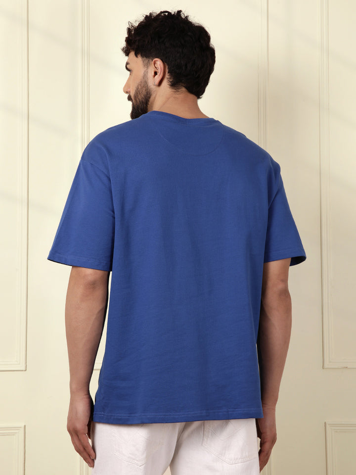 Heavy GSM Placement Print T-Shirt | Blue