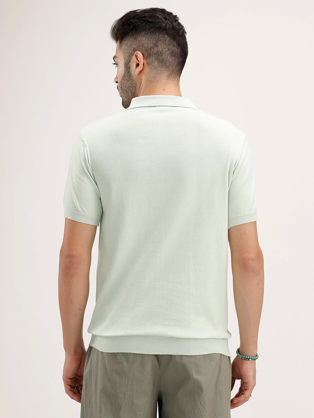 Solid Slim Fit Polo T-Shirt | Light Green