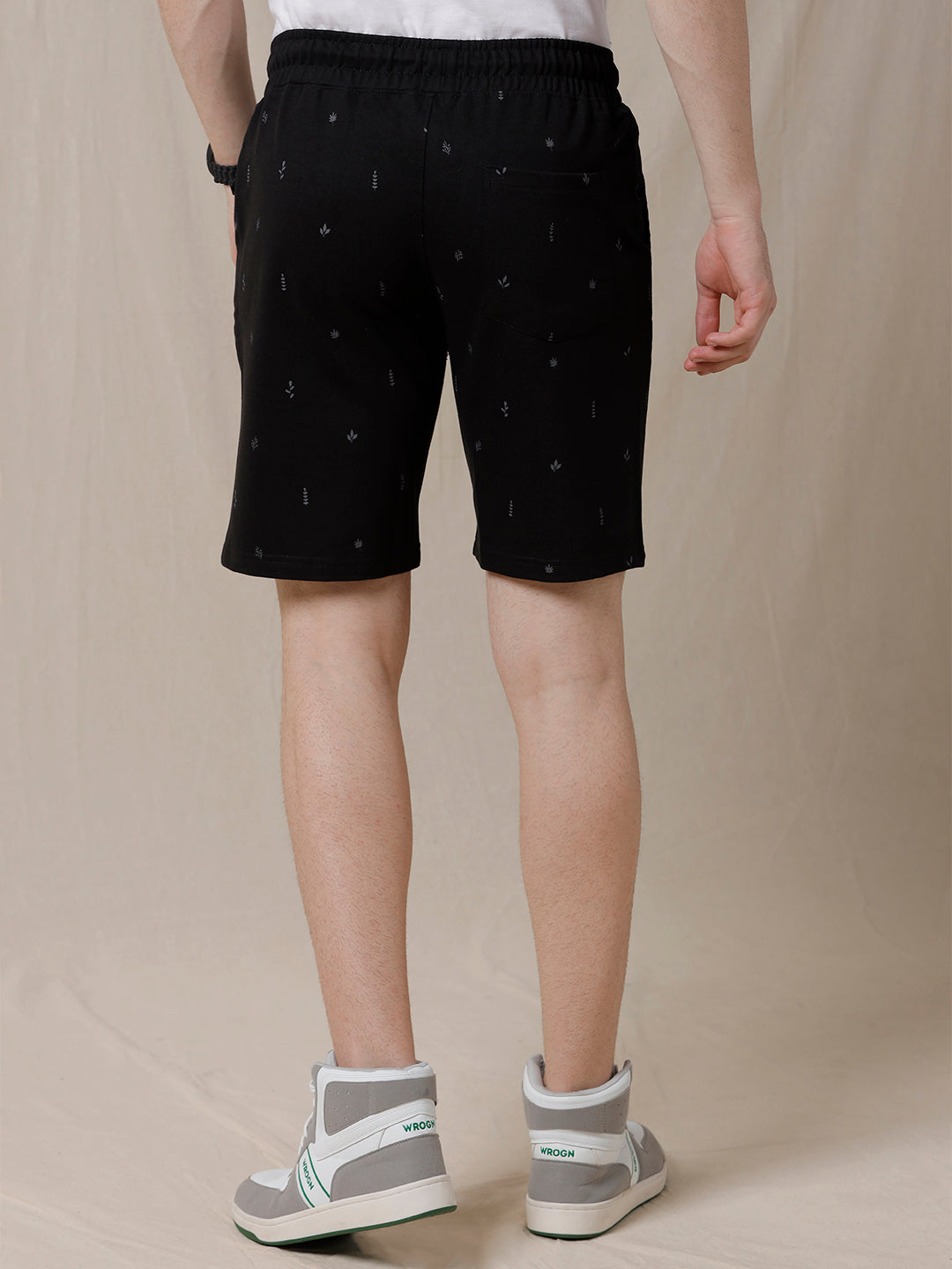 Black All Over Printed Shorts