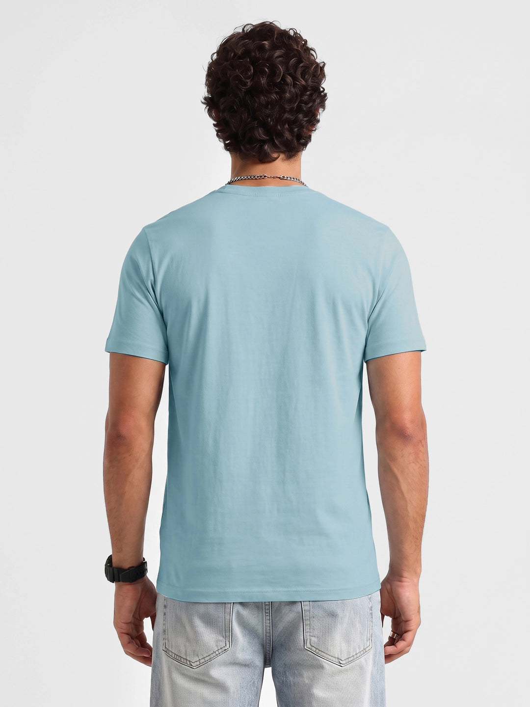 Slim Fit Placement Printed T-Shirt | Light Blue | WVTS9003MP_J26M