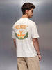 Casual Back Printed Oversized T-Shirt  | Beige