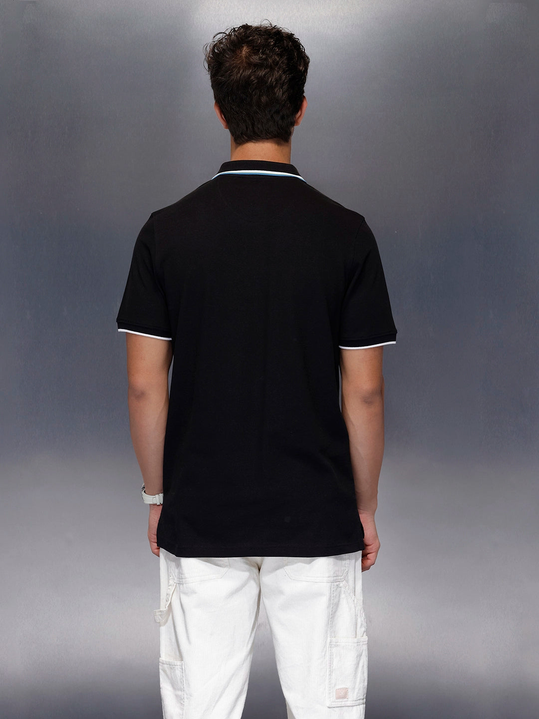 Signature Trim Detail Polo Shirt | Black