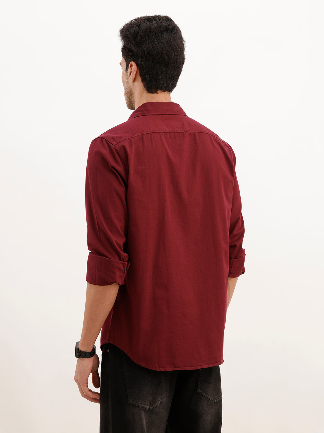 Solid Regular Fit Full Sleeve Shirt | Maroon
