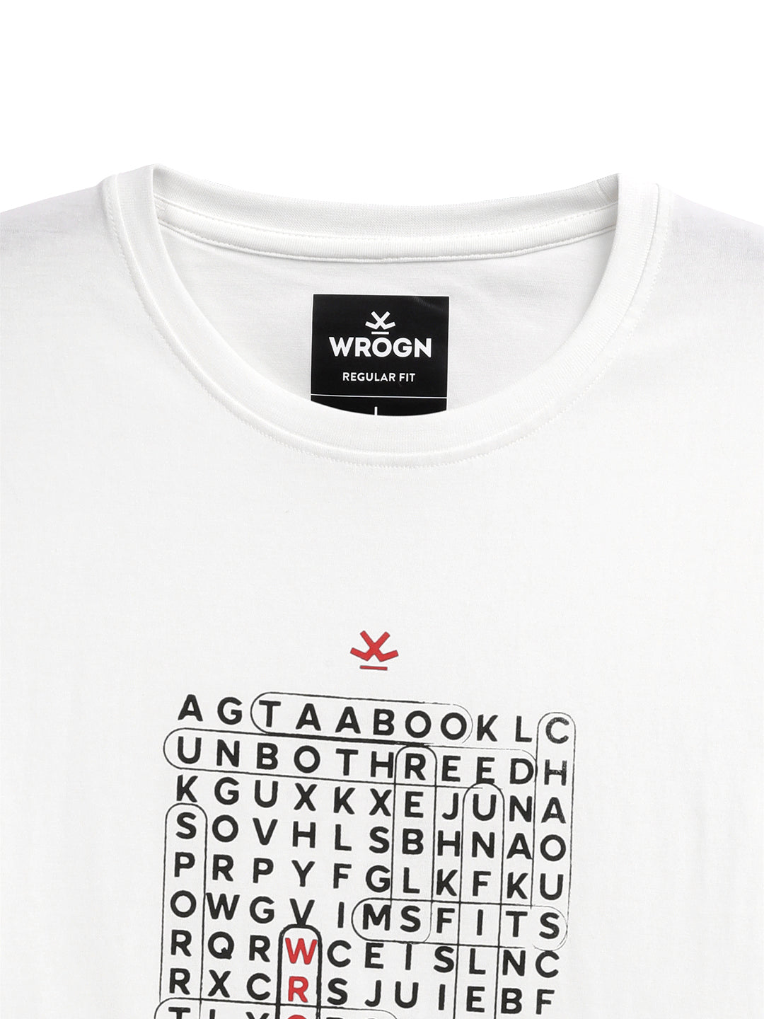 White Crossword Printed T-Shirt