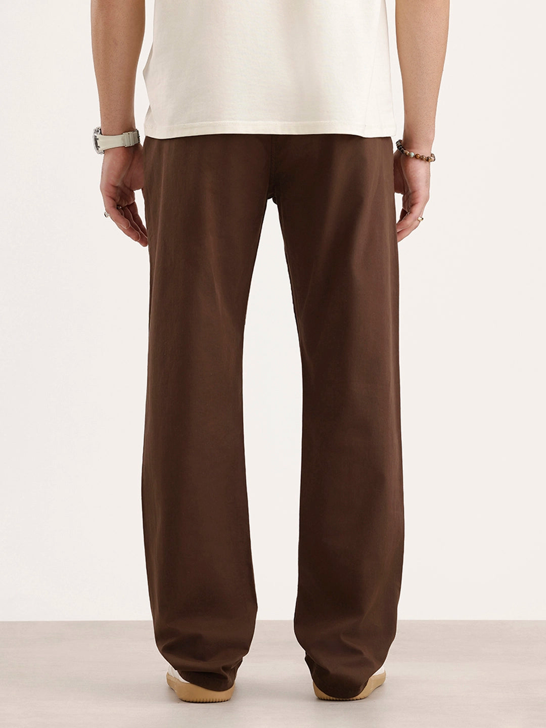 Solid Straight Fit Trouser | Brown