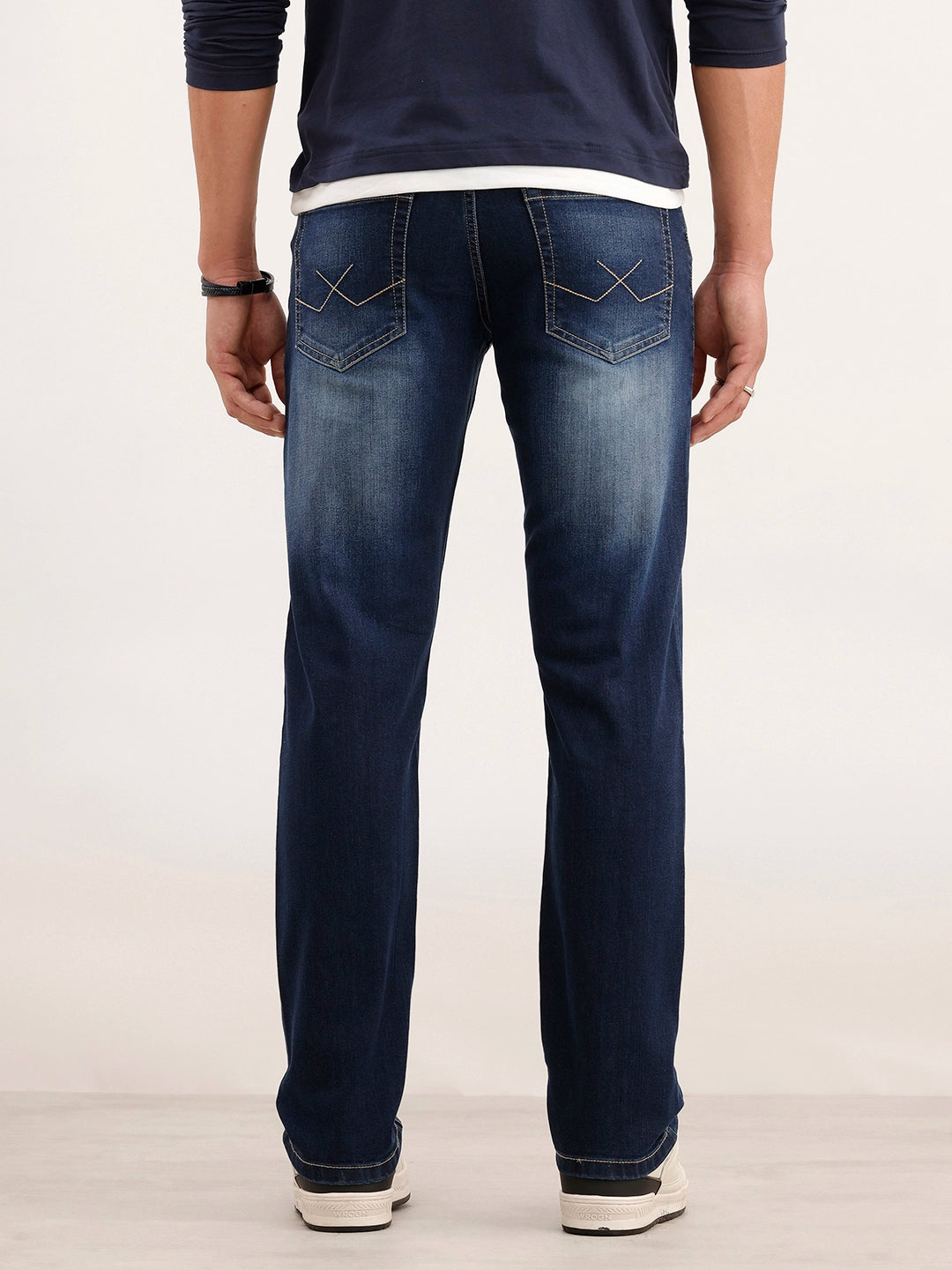 Straight Fit Faded Denim Jeans | Blue