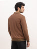 Solid Tipping Sleeve Puffer Jacket | Brown