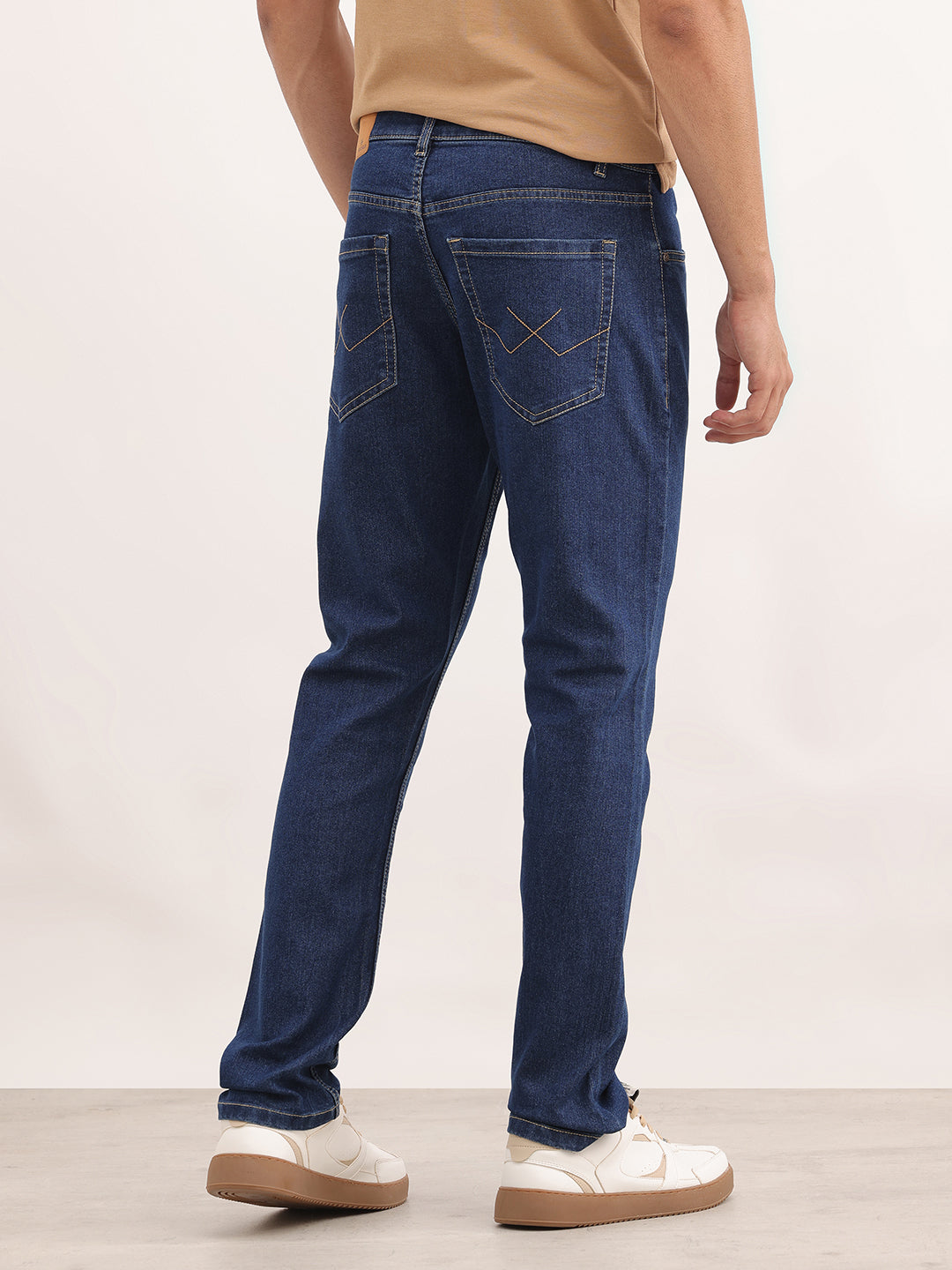 Solid Tapered Fit Denim Jeans | Dark Blue