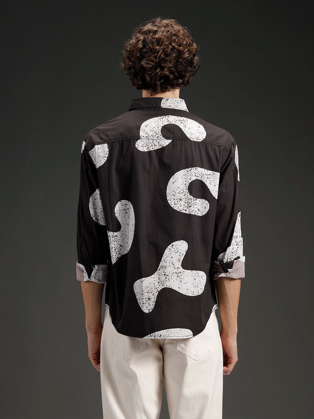Wrogn Casual Distressed Effect Printed Shirt | Black