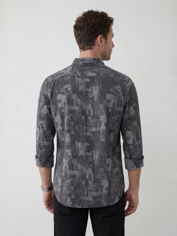 Slim Fit AOP Shirt | Grey