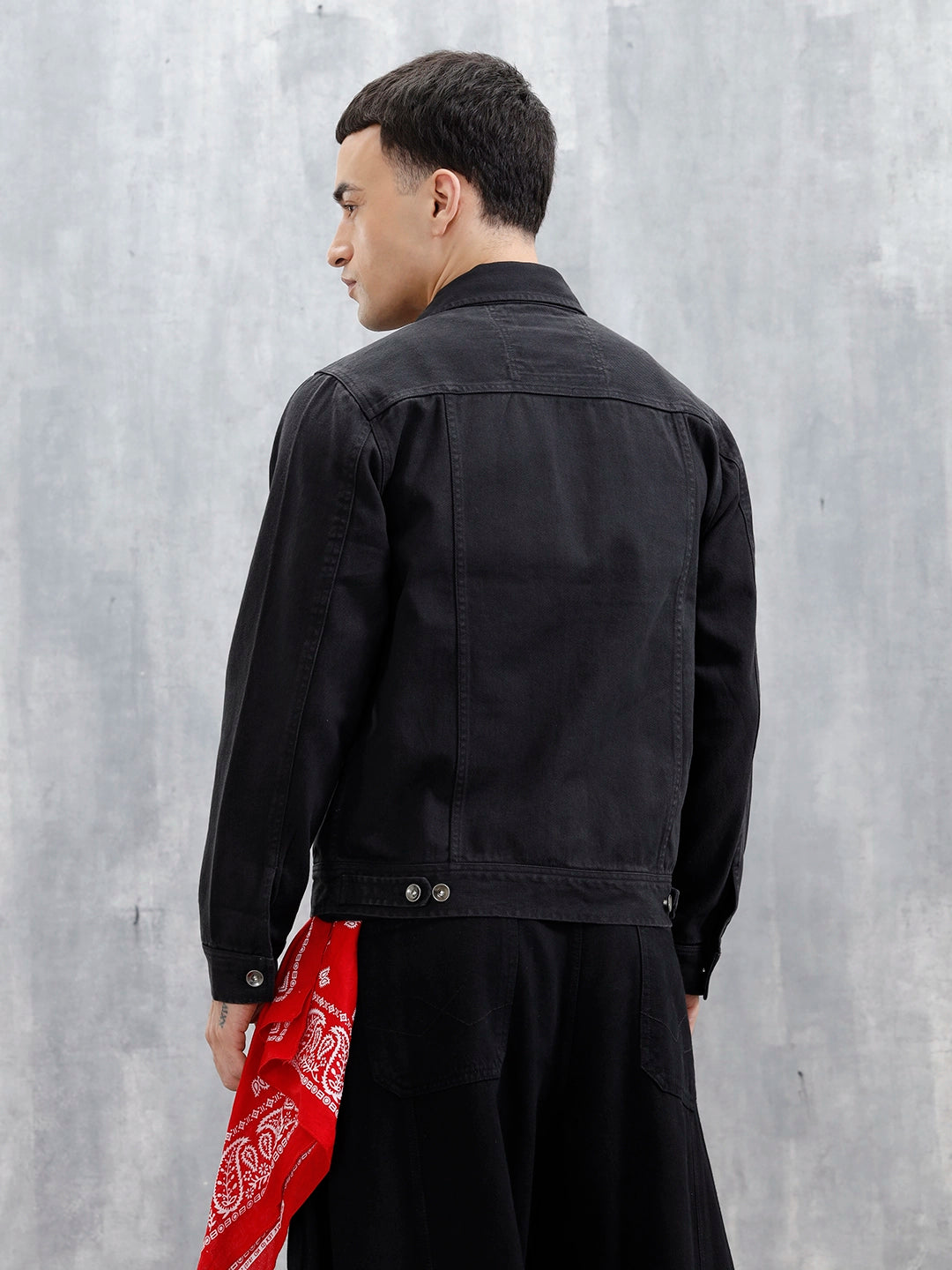 Wrogn Men's Solid Casual Denim Jacket | Black