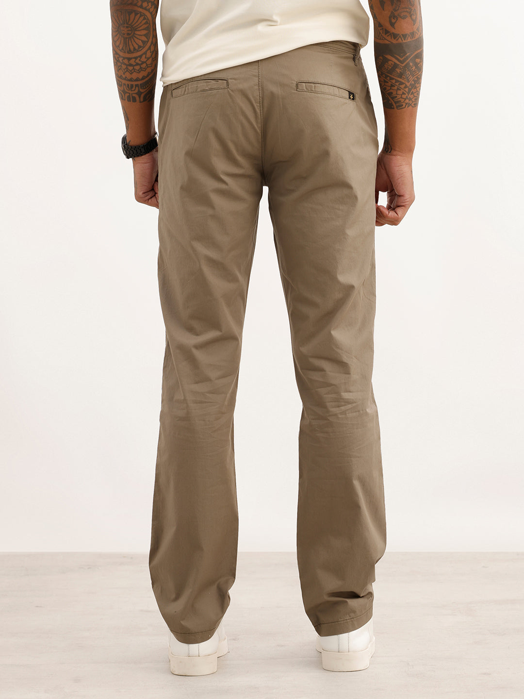 Solid Straight Fit Trouser | Olive