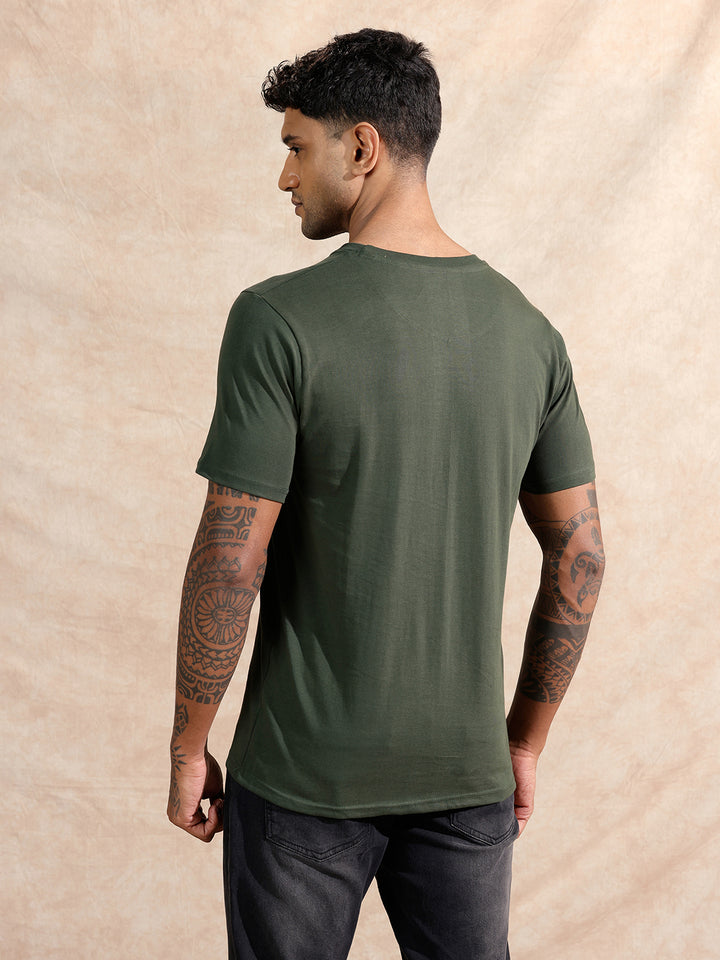 Glossy Gel Printed T-Shirt | Olive