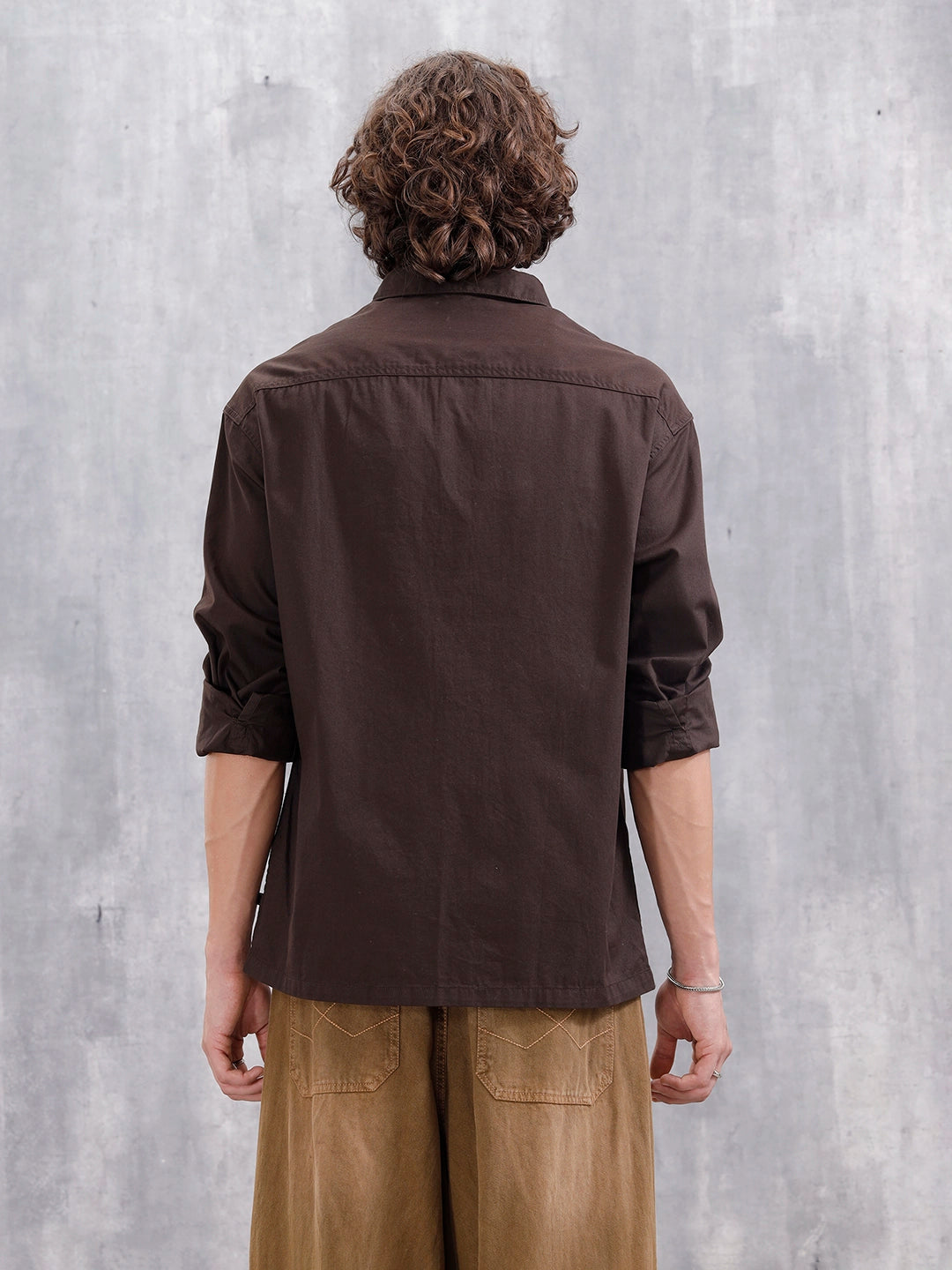 Casual Comfort Fit Shirt With Double Pockets | Brown