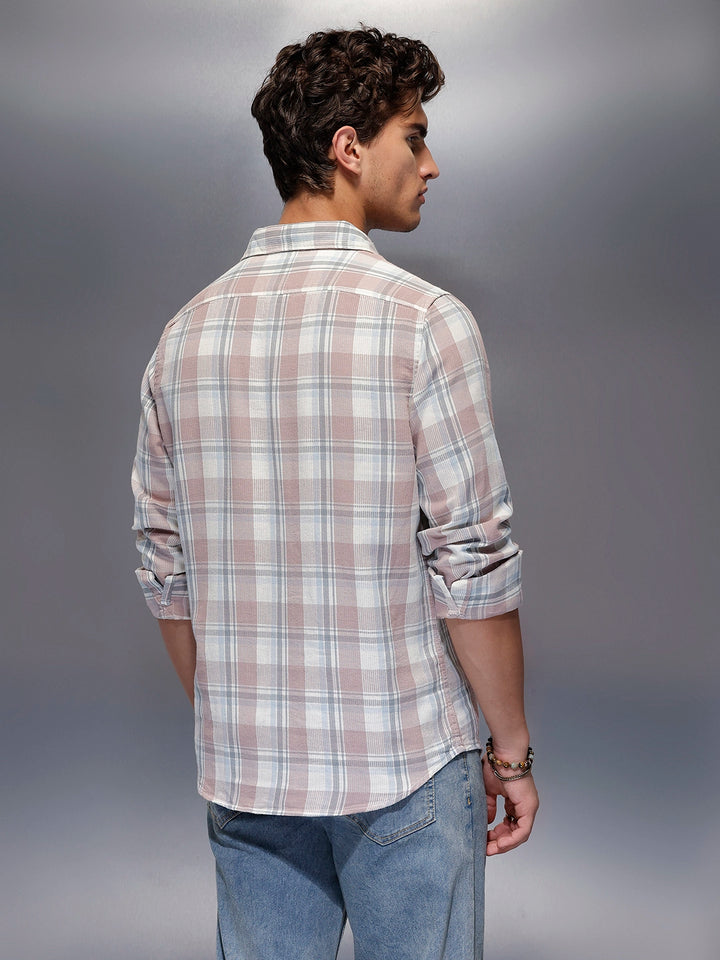 Men's Casual Checkered Shirt   |  Pink