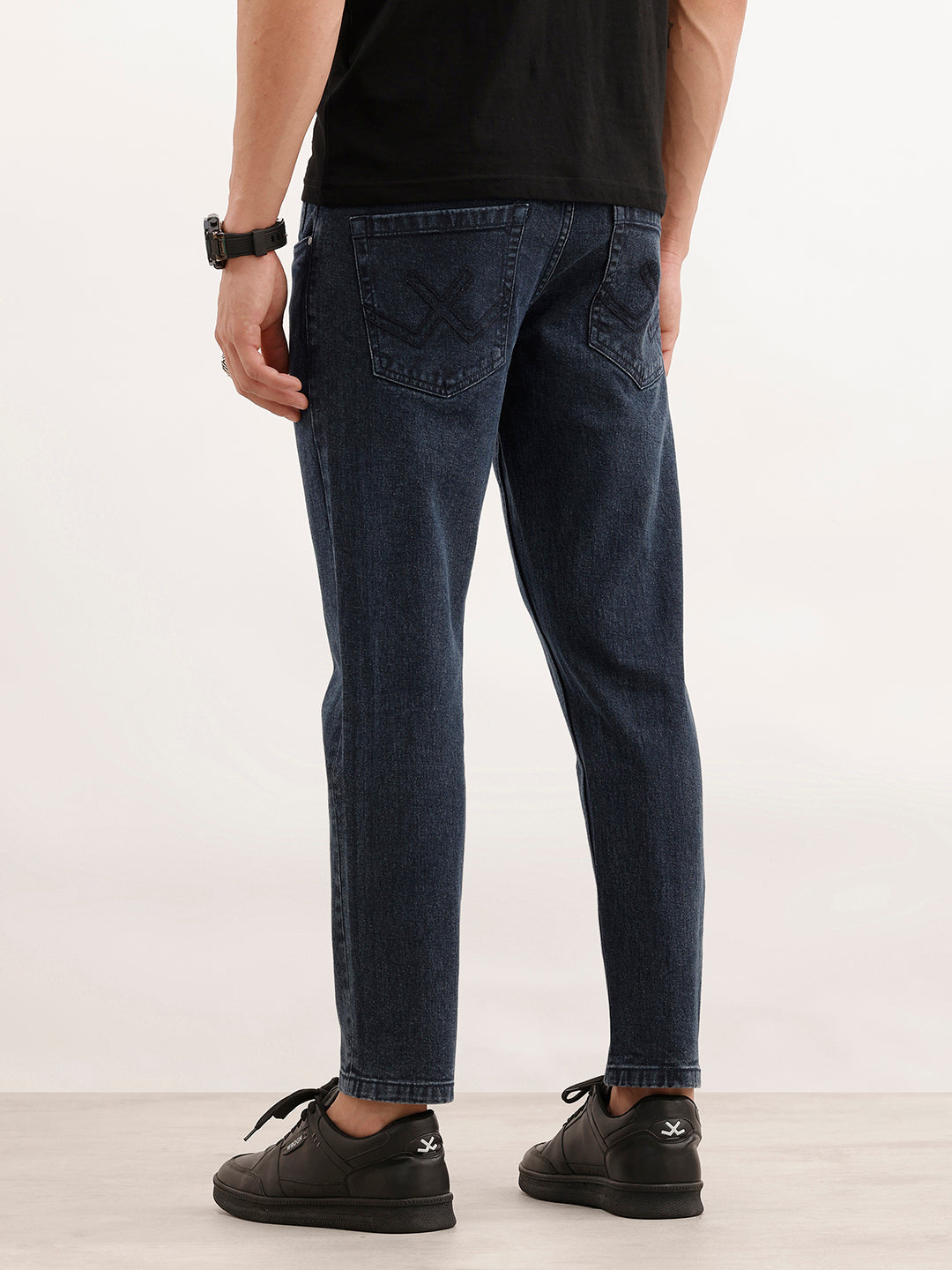 Solid Skinny Crop Denim Jeans  | Dark Blue