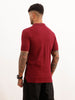 Slim Fit Placement Printed Polo T-Shirt | Maroon