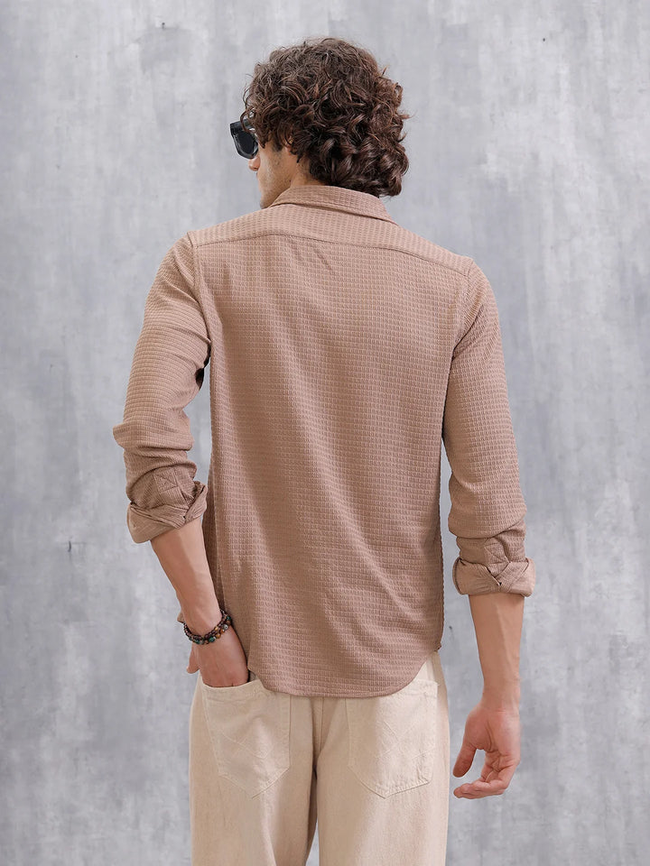 Textured Regular Fit Shirt  | Khaki
