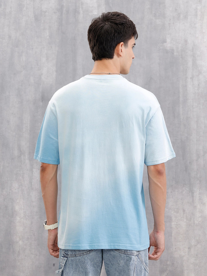 Retro Washed Oversized Fit Tshirt With Logo Print |  Blue