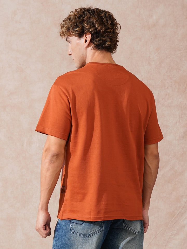 Heavy GSM Distressed Oversized Fit T-Shirt | Orange