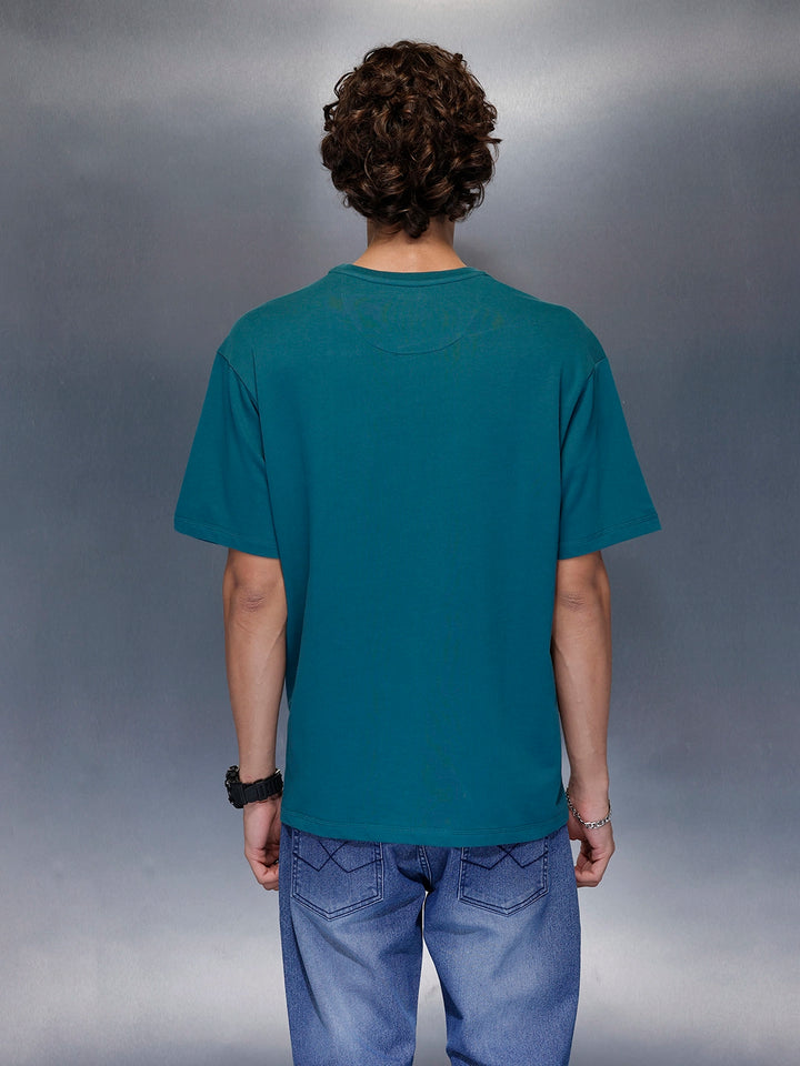 Men’s Dual-Texture Oversize Patch Tee | Green