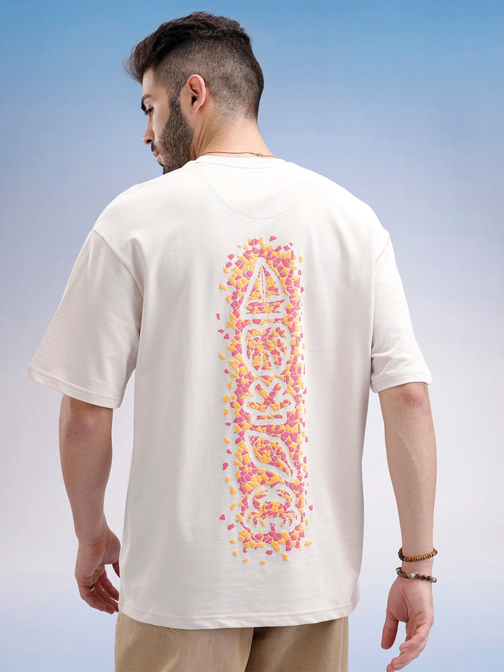 Oversized Fit Puffer Printed T-Shirt | Beige