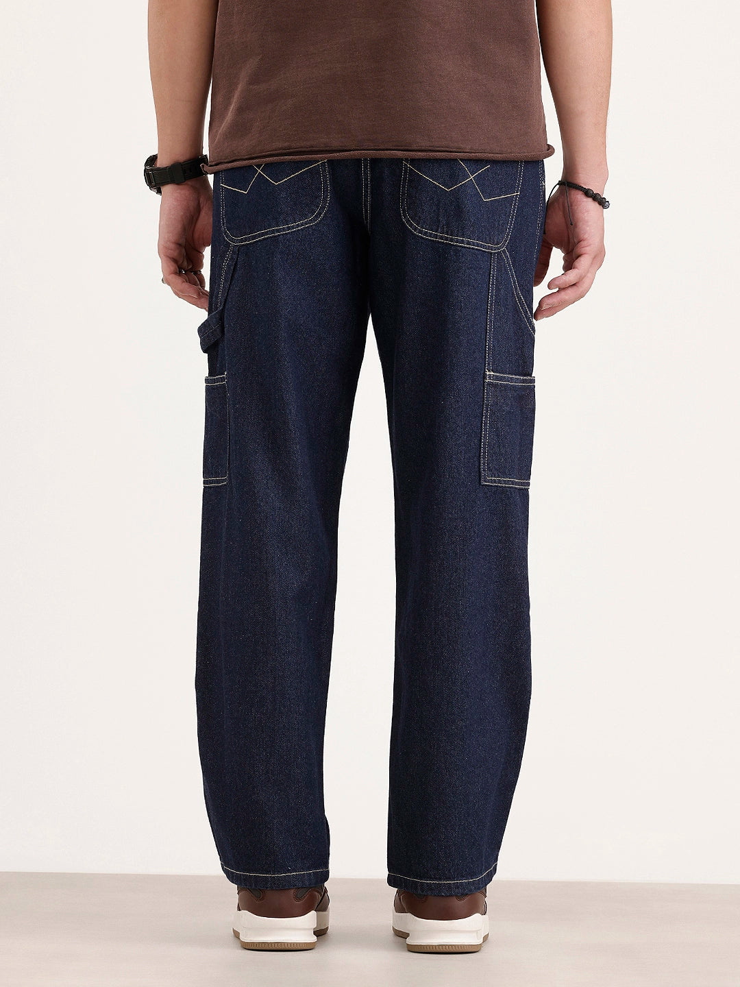 Loose Fit Cut & Sew Denim Jeans | Dark Blue