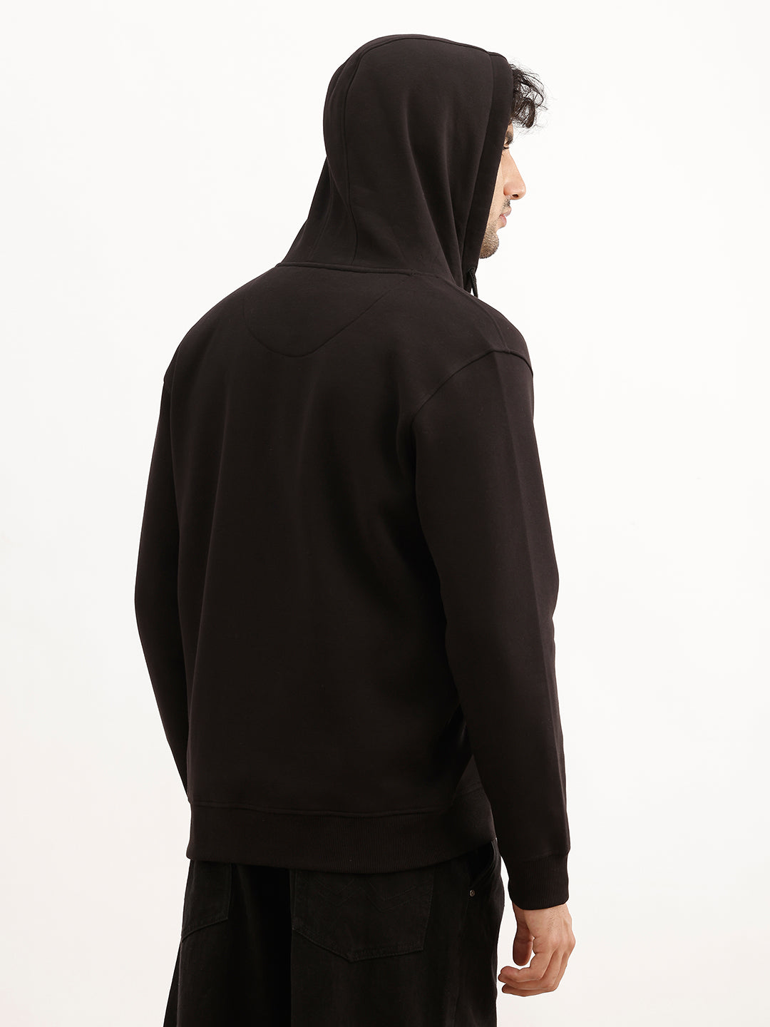 Classic Foil Printed Hooded Sweatshirt | Black