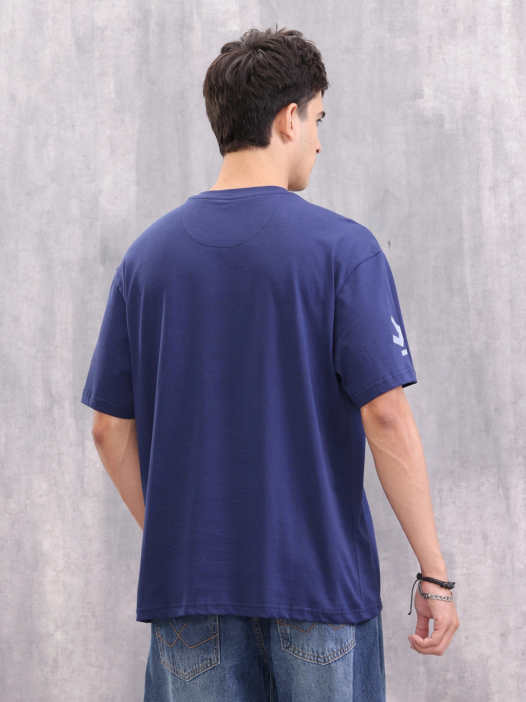 Wrogn Typo Printed Oversized Fit T-shirt | Blue