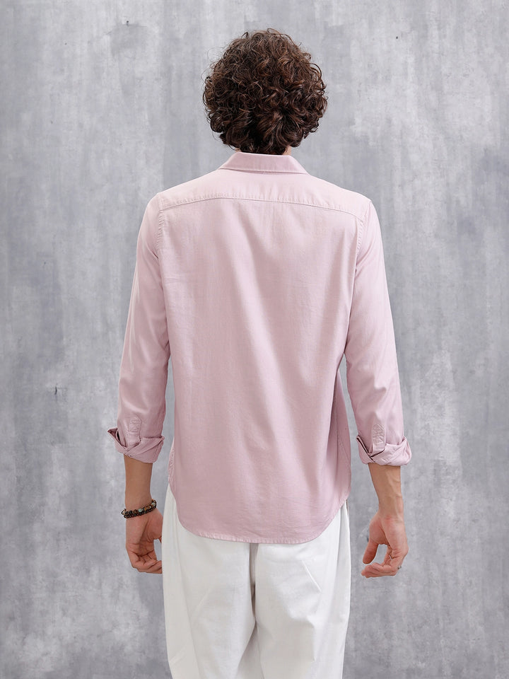 Cotton Dobby Slim Fit Shirt | Pink