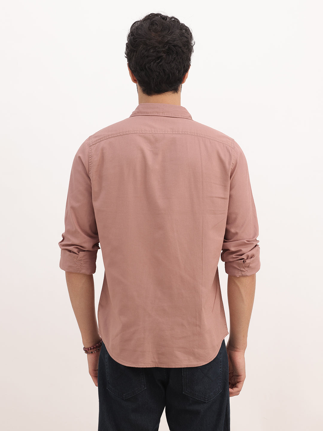 Solid Slim Fit Full Sleeve Shirt | Peach