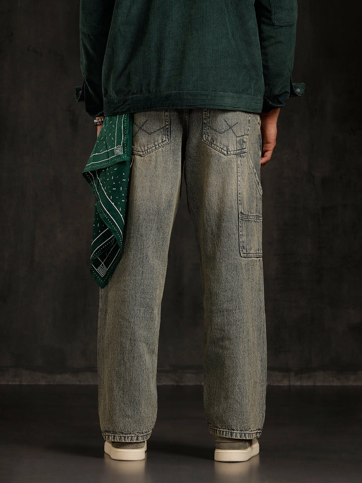 Slanted Pocket Loose Fit Jeans | Blue