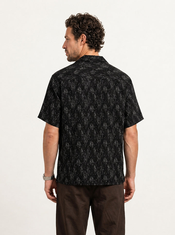 Comfort Fit AOP Half Sleeve Shirt | Black