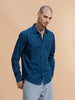 Solid Full Sleeve Cotton Shirt | Blue