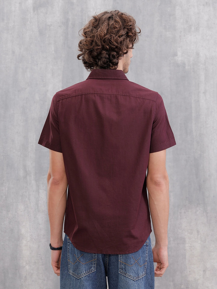 Solid 100%Cotton Regular Fit Shirt | Maroon