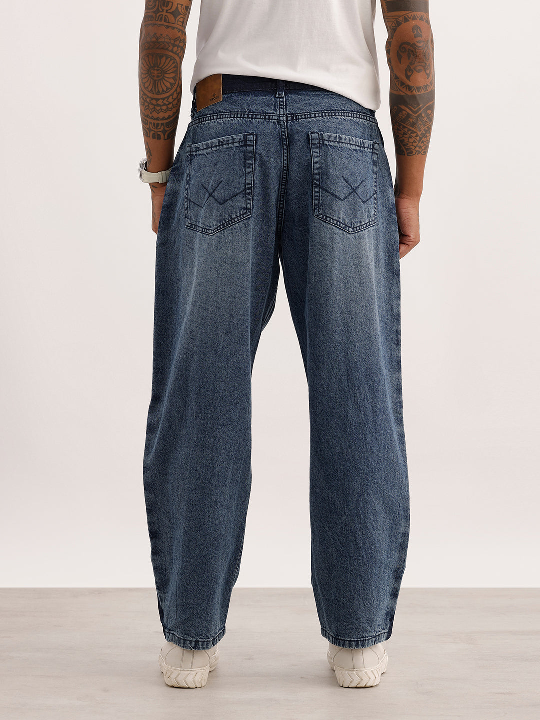Washed Loose Fit Denim Jeans | Dark Blue