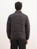 Solid Regular Fit Zipper Puffer Jacket | Black