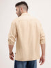 Solid Oversized Double Pocket Shirt | Beige