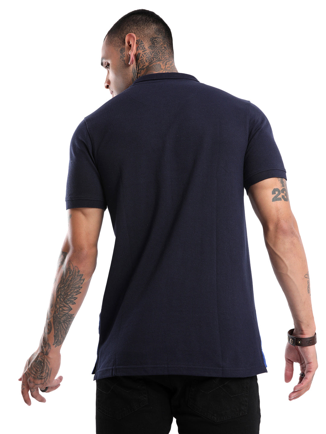 Classic Navy Colour Blocked Polo T-Shirt