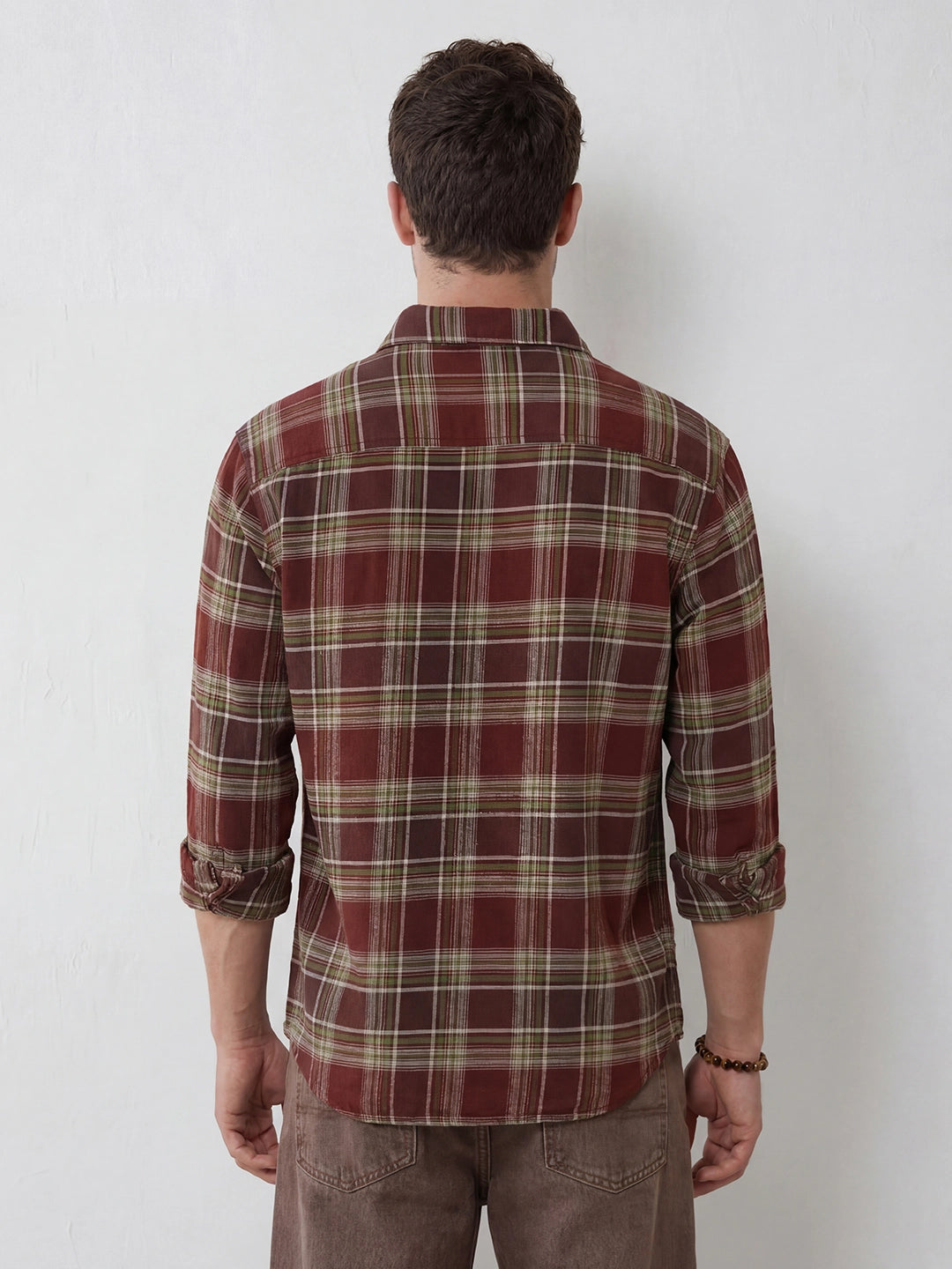 Comfort Fit Checkered Shirt | Brown