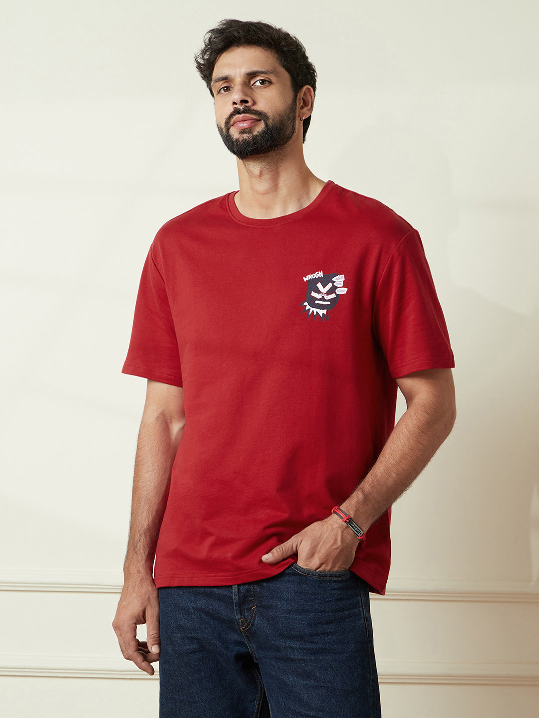 Abstract Art Printed T-Shirt in Red