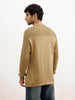 Oversized Contrast Collar Knitted Sweater | Beige