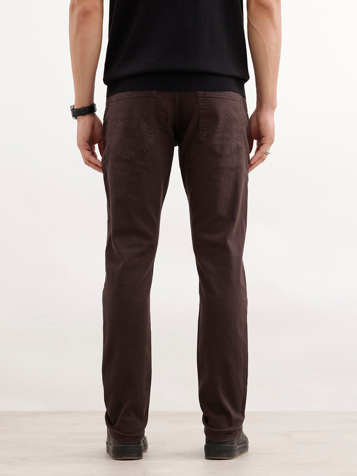 Solid Slim Fit Denim Jeans  | Brown